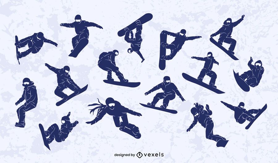 Snowboarder silhouette design set Snowboarder silhouette design set