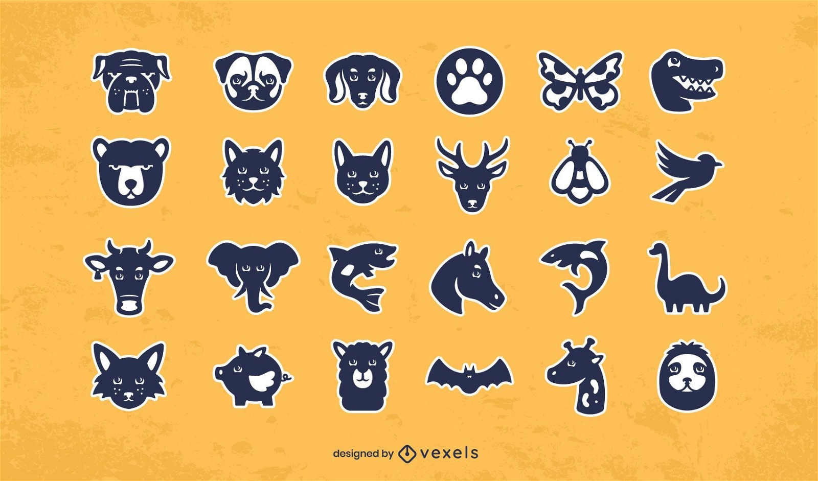 Conjunto de diseño de pegatinas de animales
