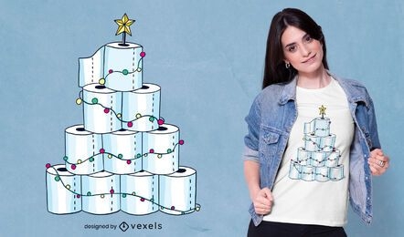 Diseño de camiseta de árbol de navidad de papel higiénico.