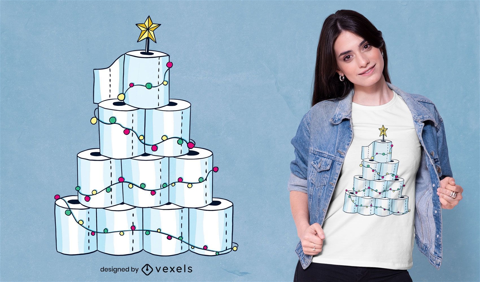Design de t-shirt de árvore de natal de papel higiênico