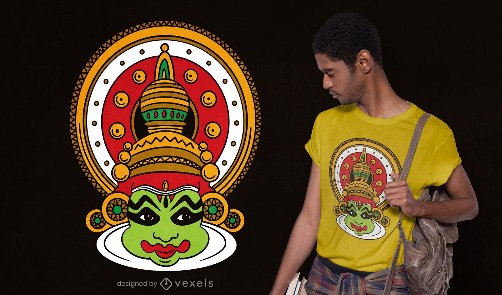 Design de camiseta com máscara Kathakali
