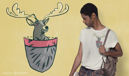 Diseño de camiseta de ciervo de bolsillo enojado Diseño de camiseta de ciervo de bolsillo enojado