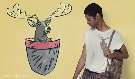 Diseño de camiseta de ciervo de bolsillo enojado
