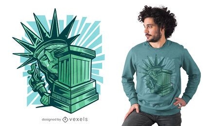 Diseño de camiseta asustada estatua de la libertad