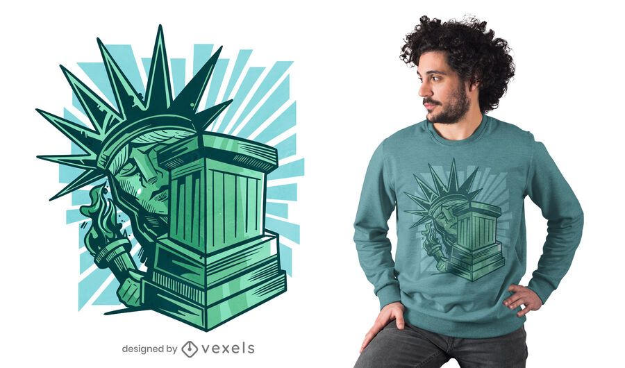 Design de camiseta com a estátua da liberdade assustada Design de camiseta com a estátua da liberdade assustada