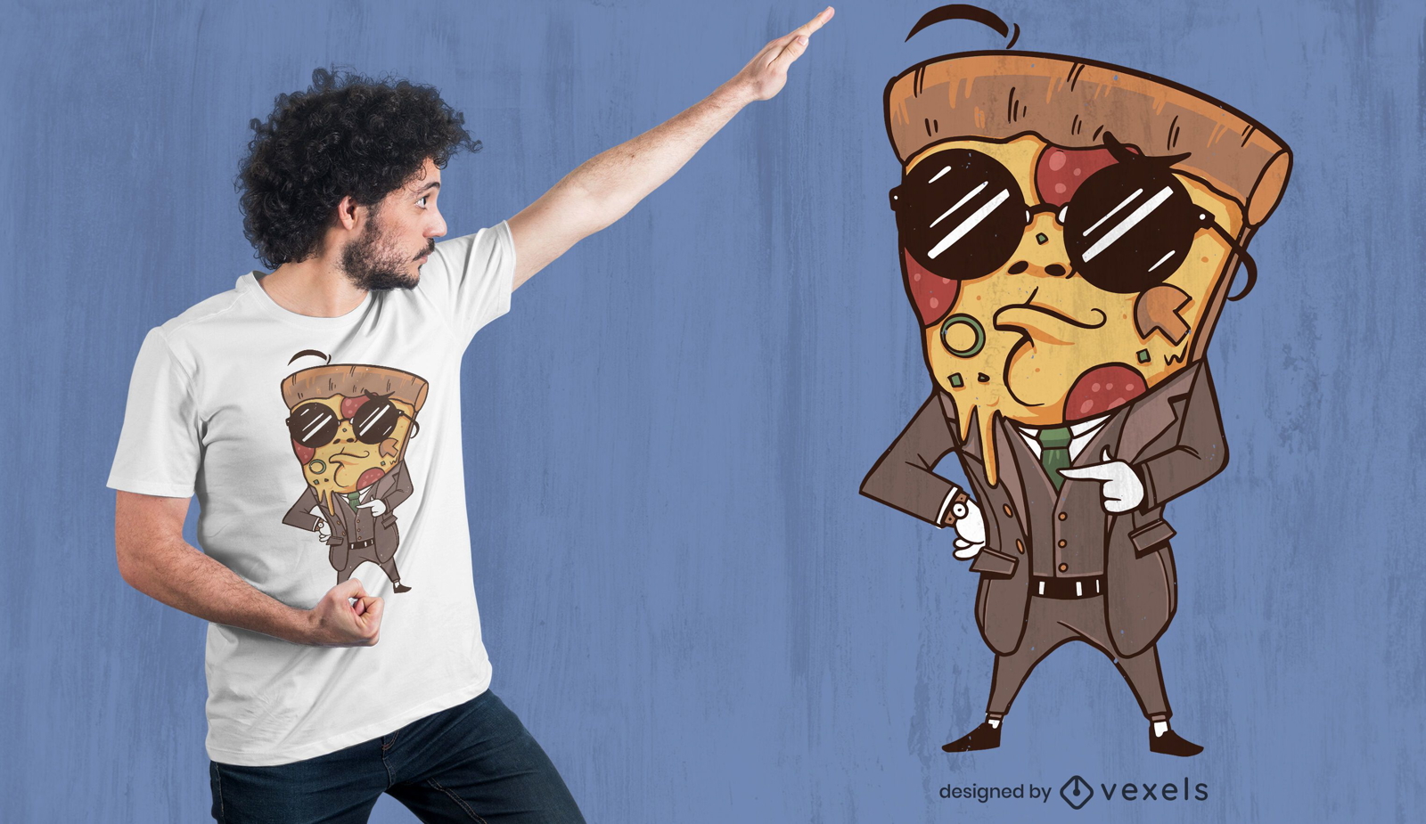 Suited pizza t-shirt design