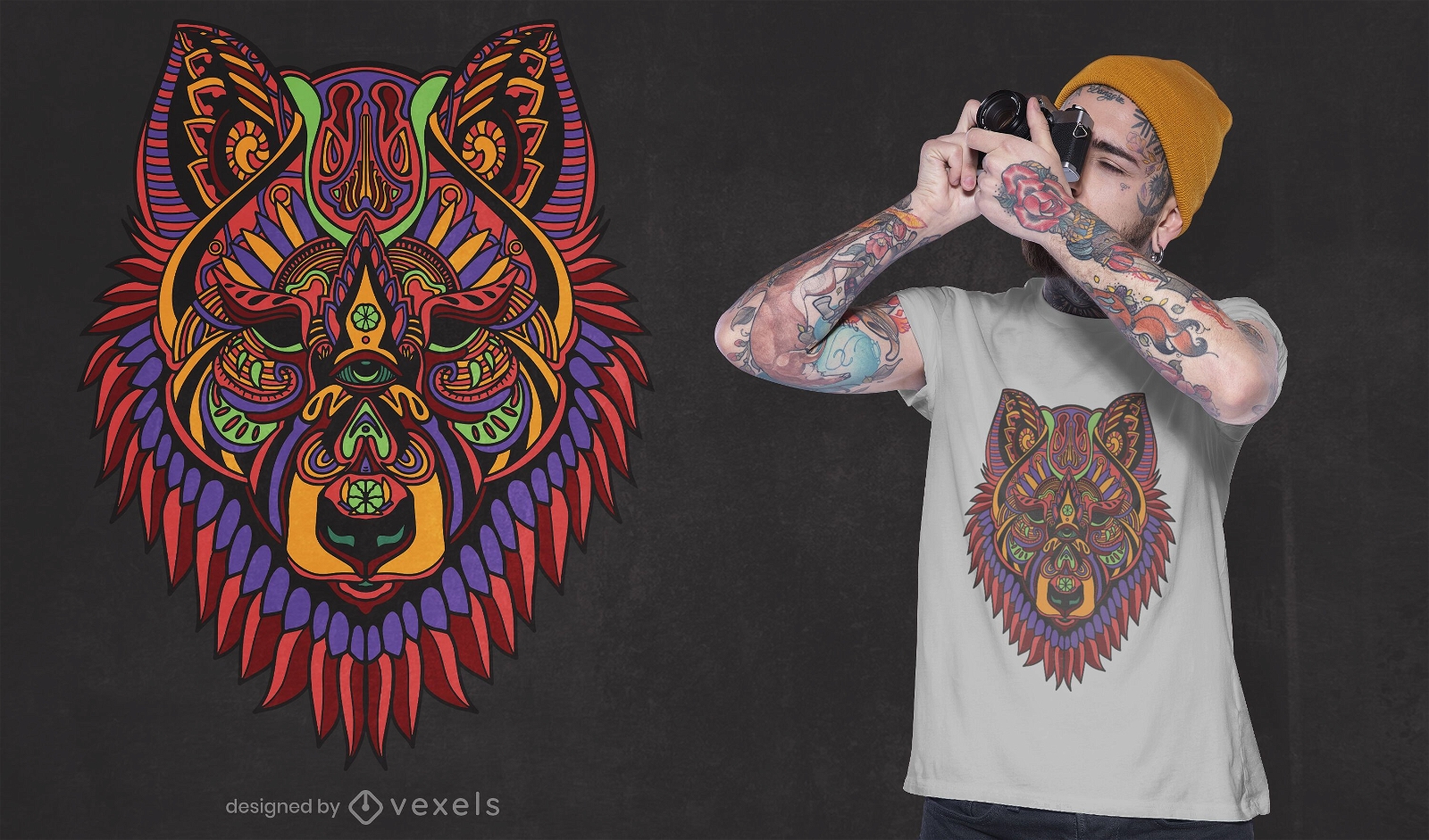 Mandala Wolf T-Shirt Design
