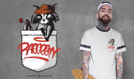 Pocket raccoon t-shirt design Pocket raccoon t-shirt design