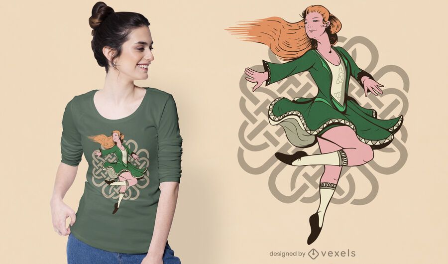 Diseño de camiseta de bailarina irlandesa. Diseño de camiseta de bailarina irlandesa.