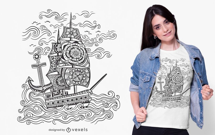 Mandala ship t-shirt design Mandala ship t-shirt design