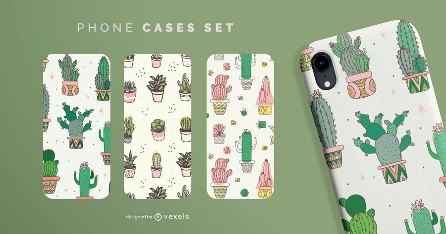 Conjunto de caja de teléfono cactus Conjunto de caja de teléfono cactus