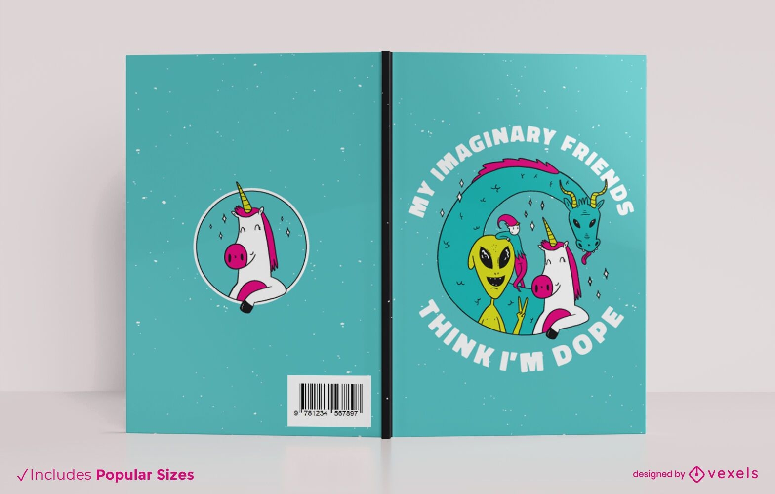 Diseño de portada de libro de amigos imaginarios