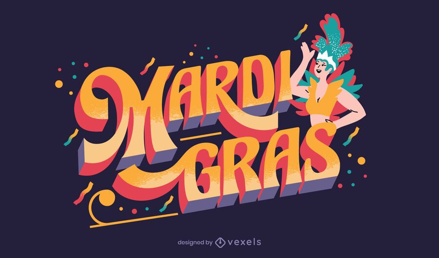 Diseño de letras de celebración de mardi gras Diseño de letras de celebración de mardi gras
