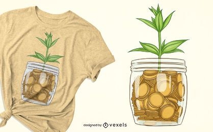 Coin jar plant t-shirt design
