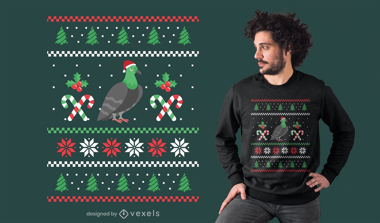 Diseño de camiseta de suéter feo de paloma.