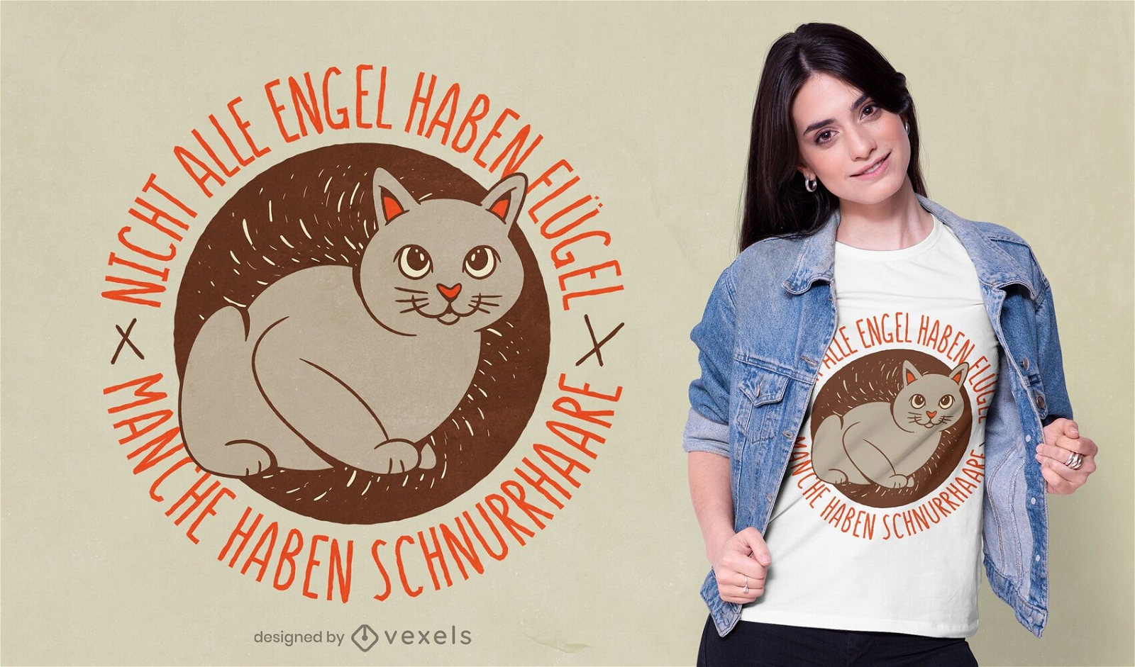 Diseño de camiseta alemana de gato ángel.