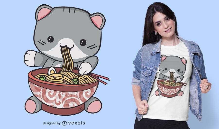 Diseño de camiseta kawaii ramen cat Diseño de camiseta kawaii ramen cat