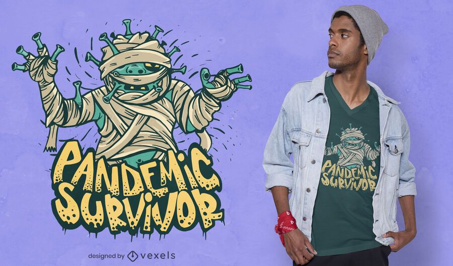 Design de camiseta de sobrevivente da pandemia Design de camiseta de sobrevivente da pandemia