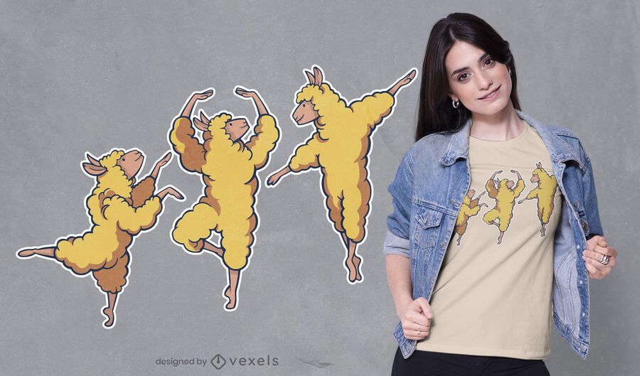 Ballerina alpacas t-shirt design Ballerina alpacas t-shirt design