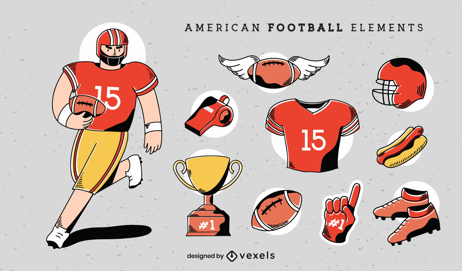 American Football Elements Set Vector Download