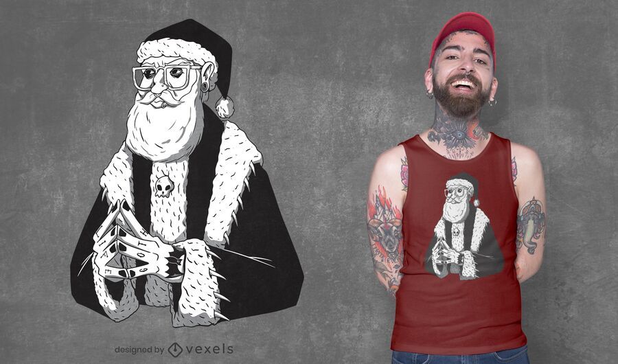 Diseño de camiseta gótica de santa claus Diseño de camiseta gótica de santa claus