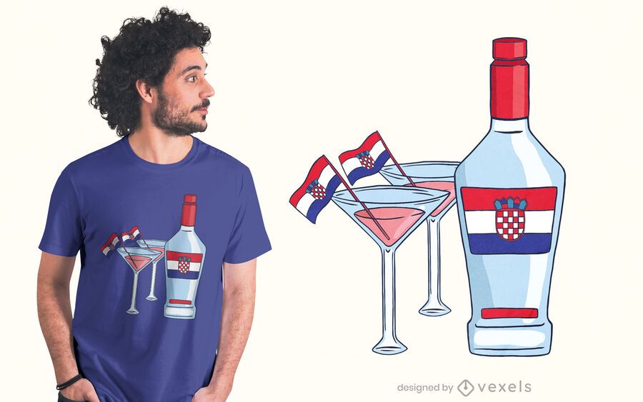 Design de camiseta martini da Croácia Design de camiseta martini da Croácia