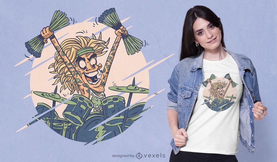 Design de camiseta de baterista louco Design de camiseta de baterista louco