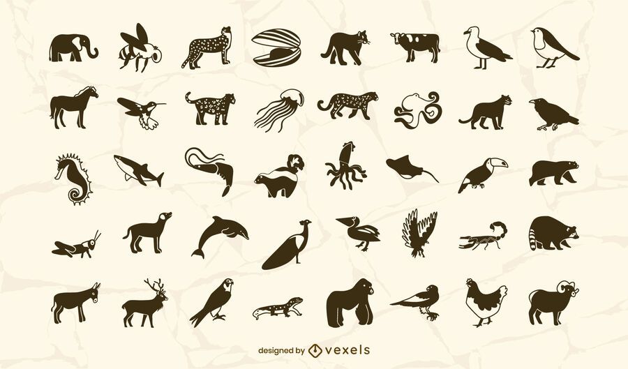 Animals filled stroke set design Animals filled stroke set design