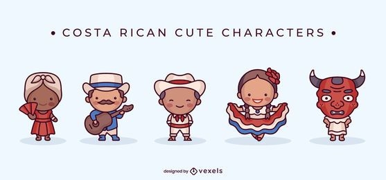Lindo conjunto de caracteres costarricenses