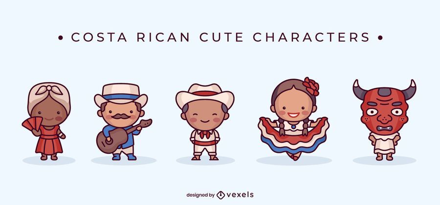 Costa rican cute character set Costa rican cute character set