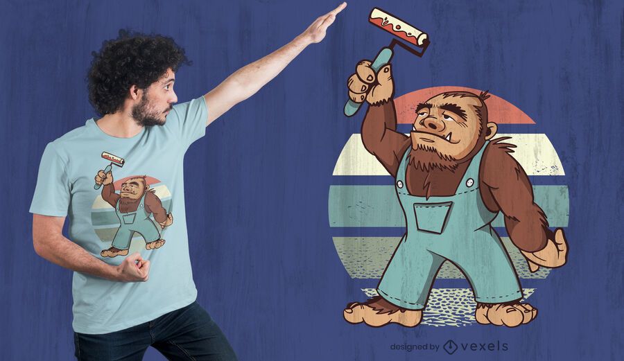 Design de t-shirt com pintura de Pé Grande Design de t-shirt com pintura de Pé Grande