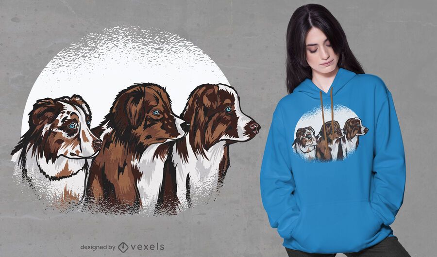 Diseño de camiseta de perros pastor australiano. Diseño de camiseta de perros pastor australiano.