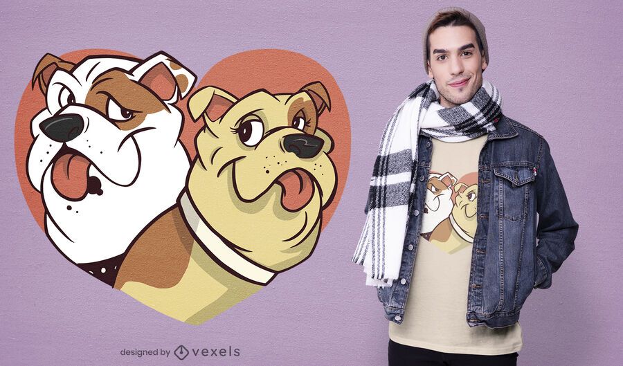 Design de t-shirt com coração de buldogue Design de t-shirt com coração de buldogue