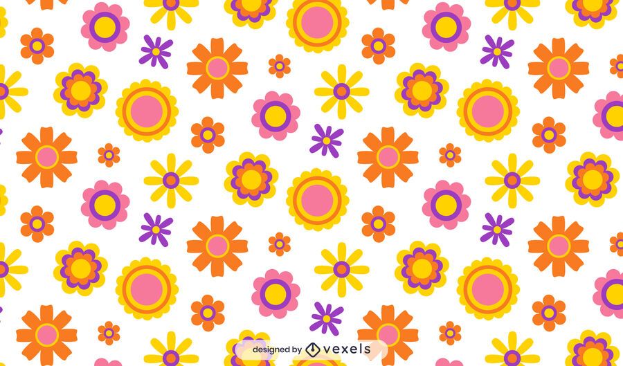 Hippie flowers pattern design Hippie flowers pattern design