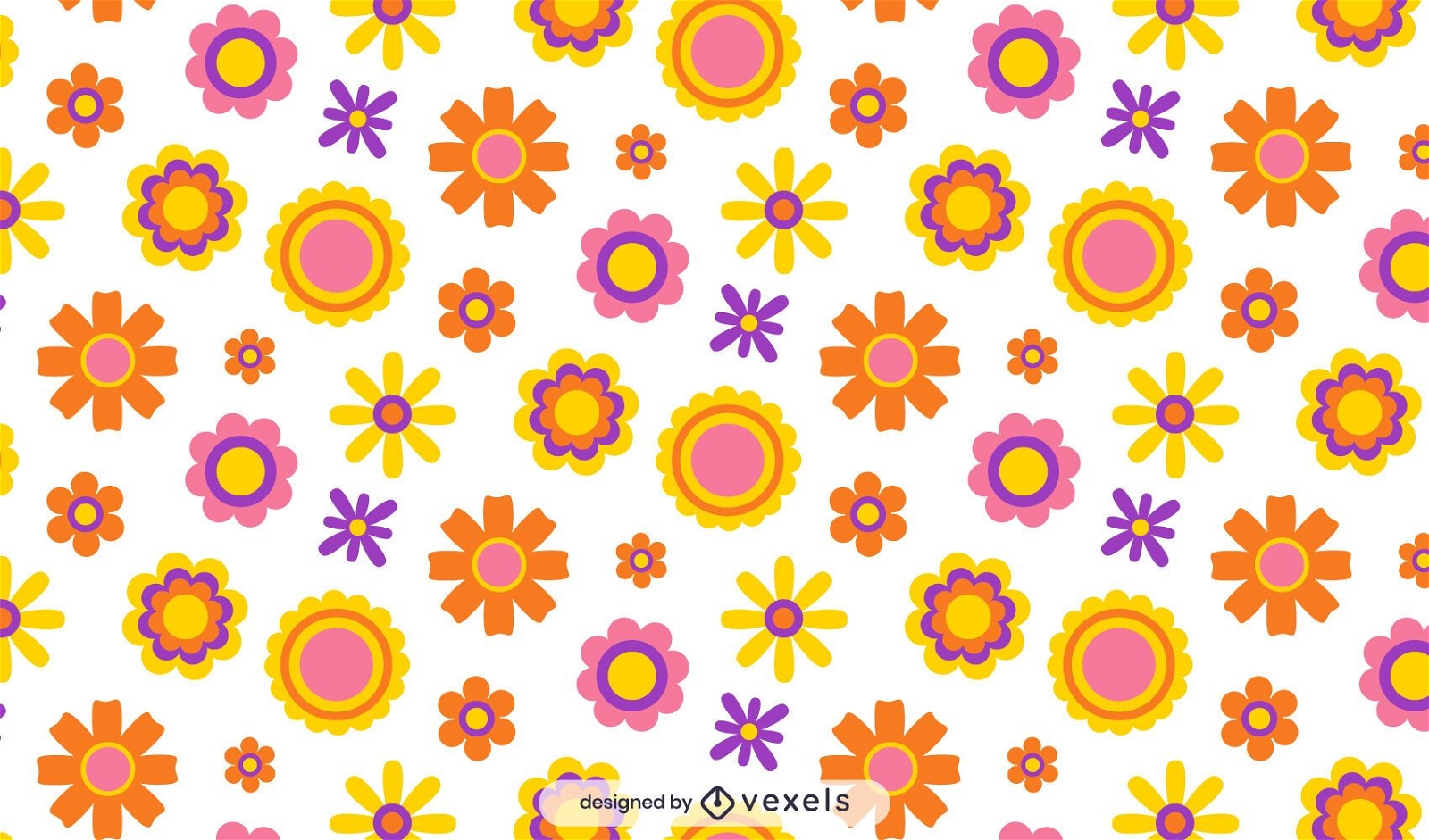 Diseño de patrón de flores hippie