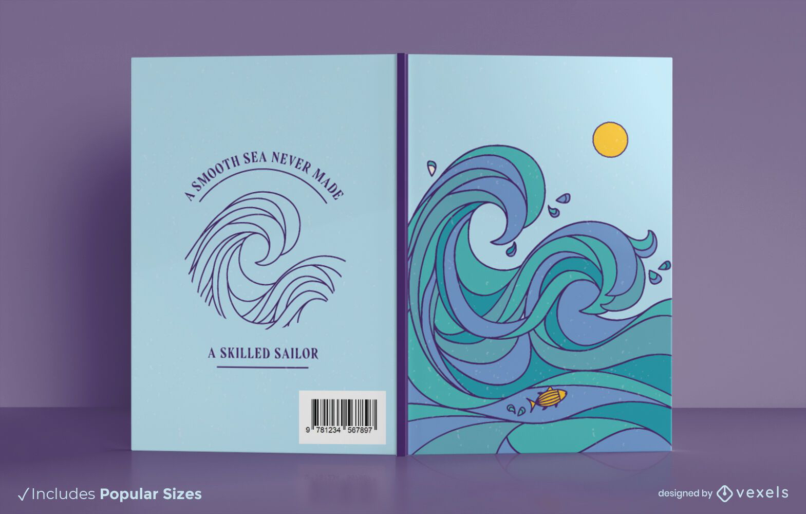 Diseño de portada de libro de citas de ondas