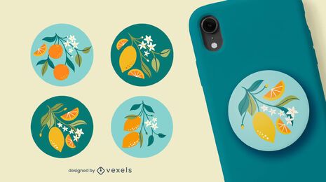 Popsocket-Set für Zitrusfrüchte