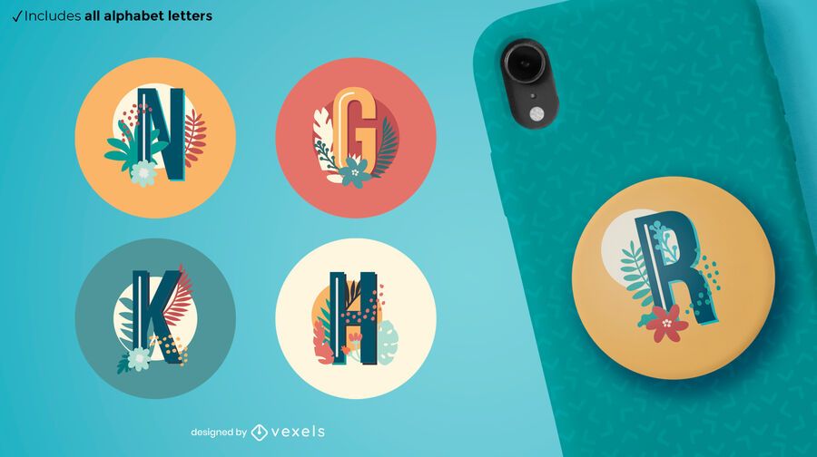 Tropical letters popsocket set Tropical letters popsocket set