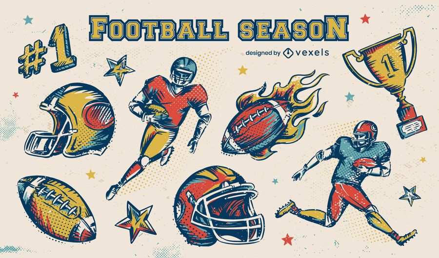 Football season elements set Football season elements set