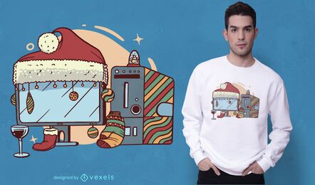 Diseño de camiseta de computadora navideña Diseño de camiseta de computadora navideña