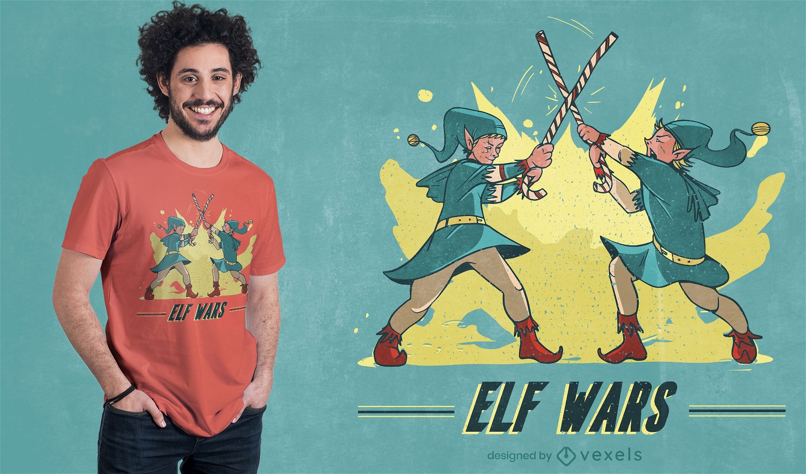 Design de camiseta do Elf wars
