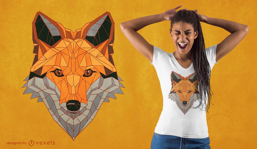 Diseño de camiseta de zorro poligonal. Diseño de camiseta de zorro poligonal.