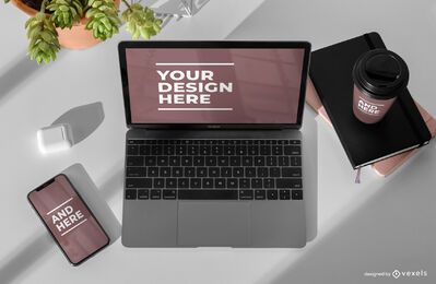 Composição psd de mockup de dispositivos eletrônicos