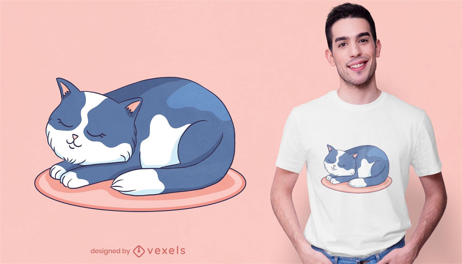 Design de camiseta de gato fofo dormindo