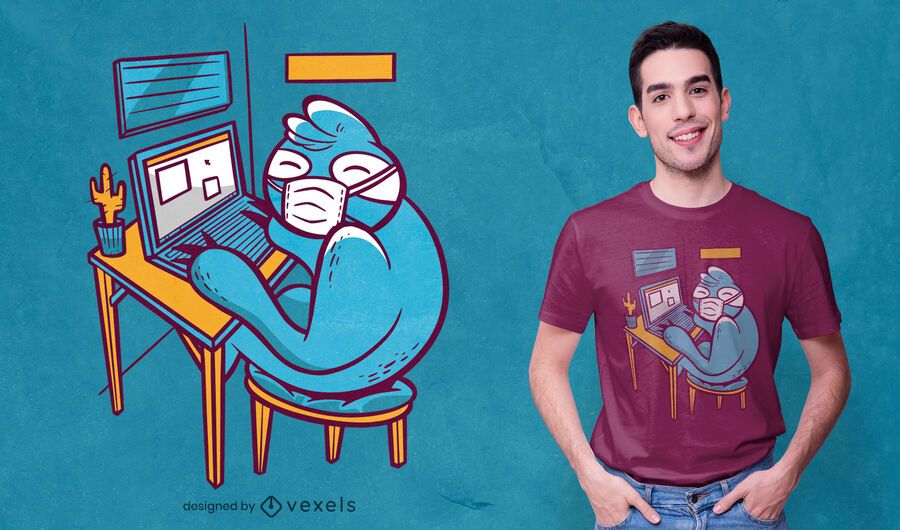 Diseño de camiseta de perezoso de oficina en casa. Diseño de camiseta de perezoso de oficina en casa.
