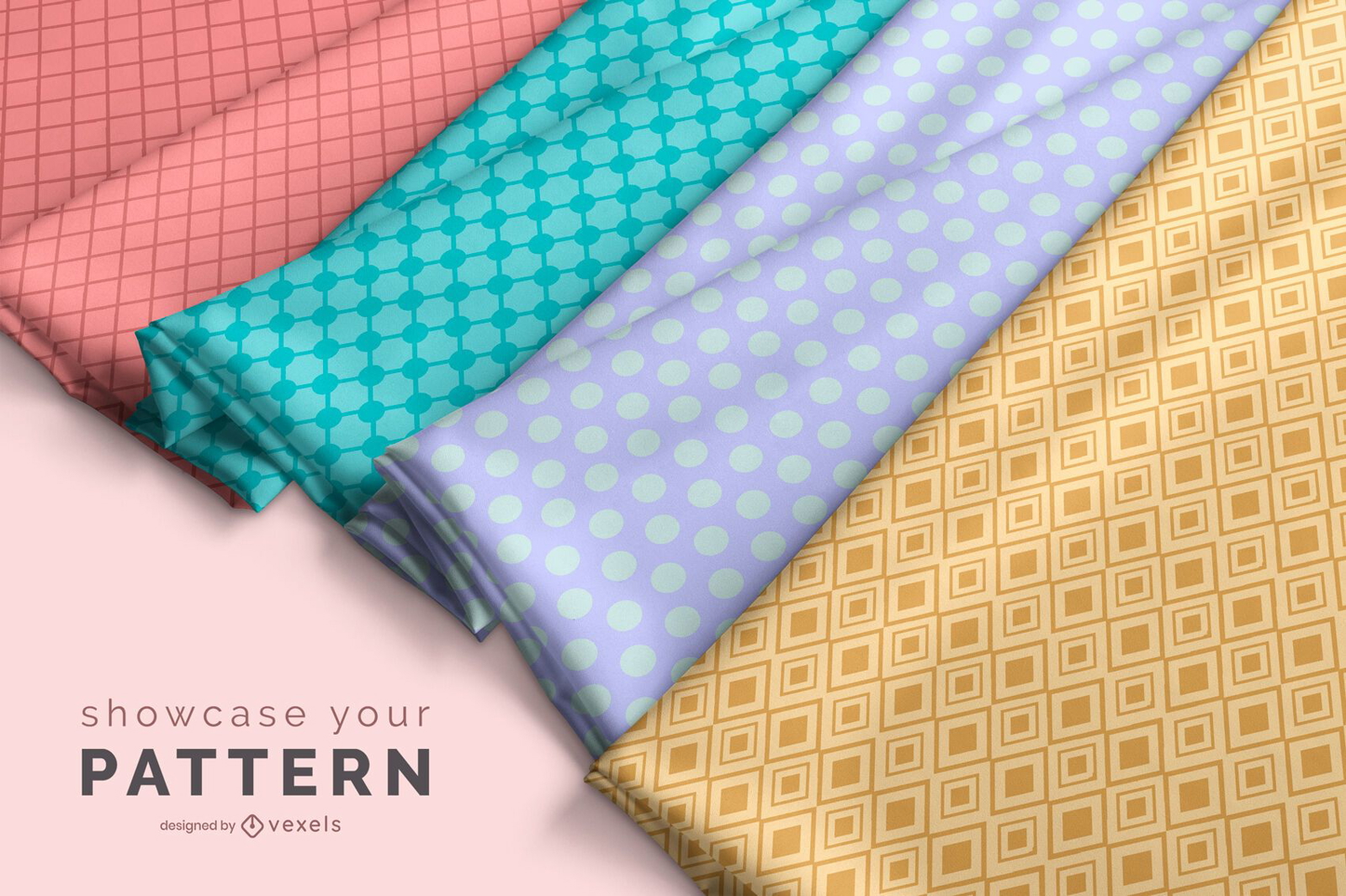 Fabric rolls pattern mockup design