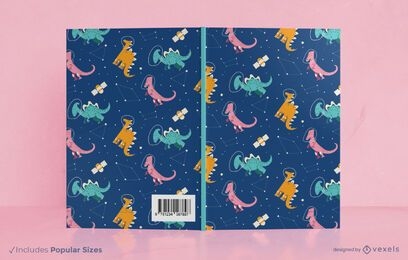 Diseño de portada de libro de dinosaurios espaciales