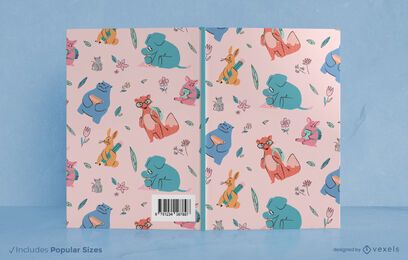 Diseño de portada de libro de animales de la escuela.