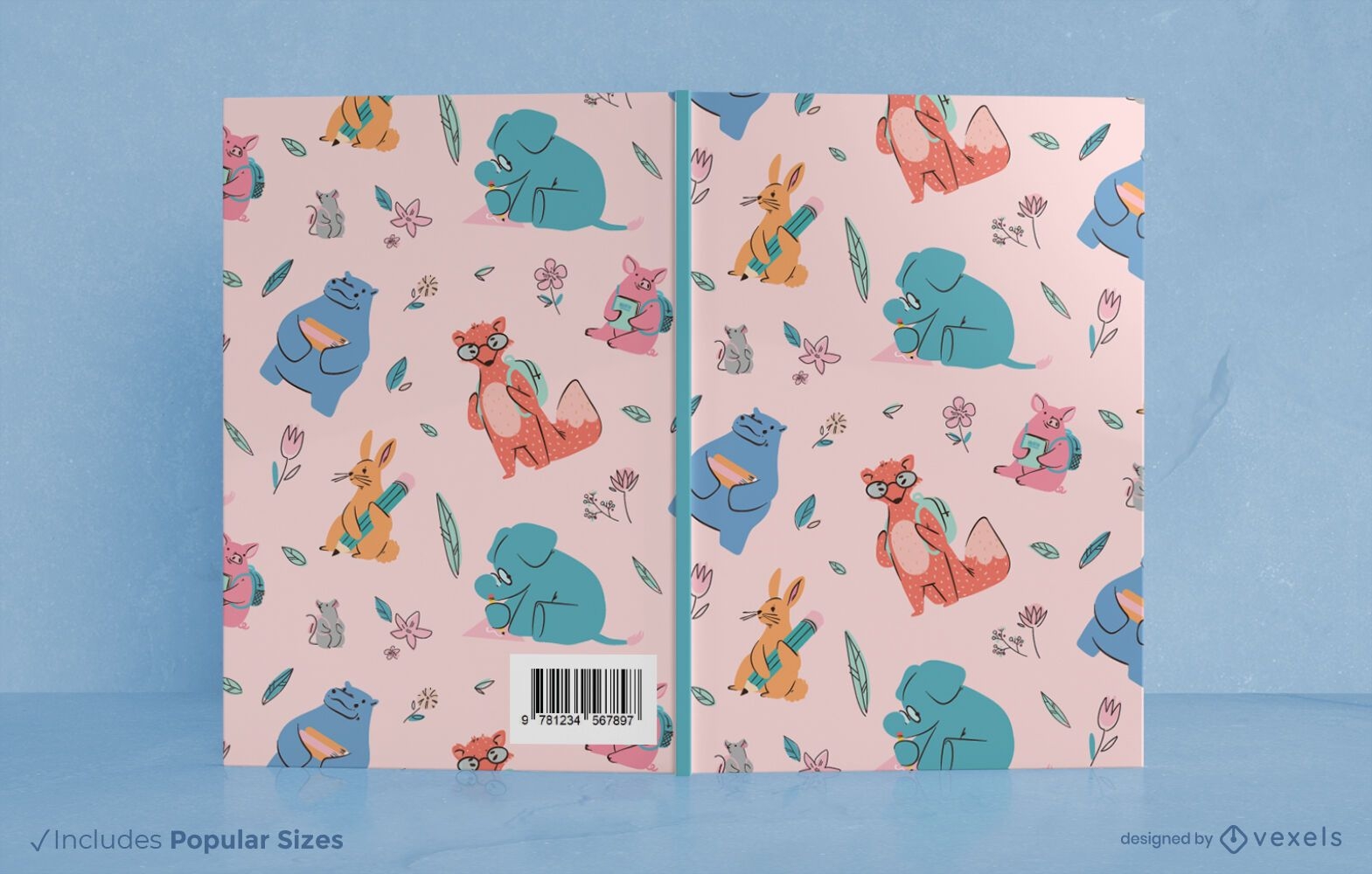 Design de capa de livro de animais escolares