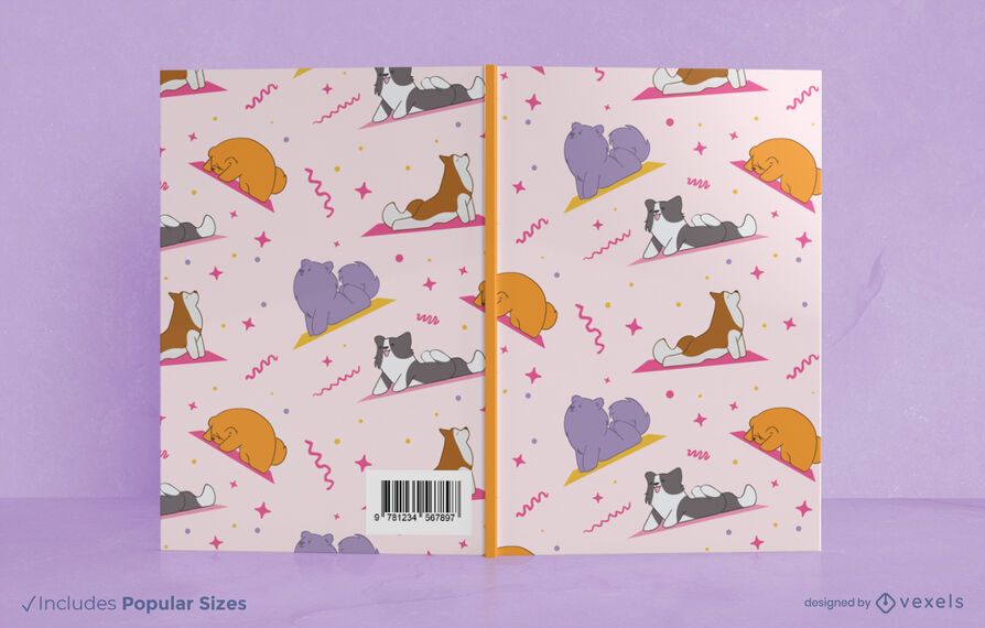 Diseño de portada de libro de perros de yoga Diseño de portada de libro de perros de yoga